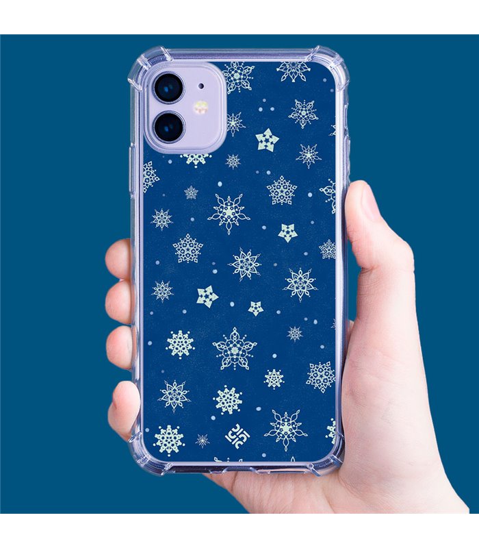 Funda Antigolpe [ Sony Xperia 5 IV ] Fondo Navidad [ Copos de Nieve ] Esquina Reforzada Silicona 1.5mm Transparente