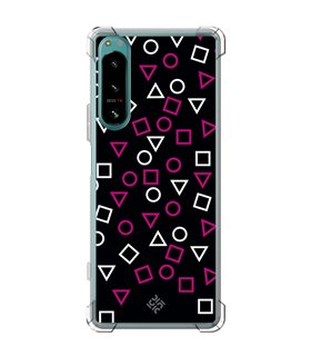 Funda Antigolpe [ Sony Xperia 5 IV ] Squid Game [Símbolos Mix] Esquina Reforzada Silicona 1.5mm Transparente