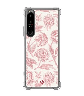 Funda Antigolpe [ Sony Xperia 1 IV ] Dibujo Botánico [ Flores Rosa Pastel ] Esquina Reforzada Silicona 1.5mm