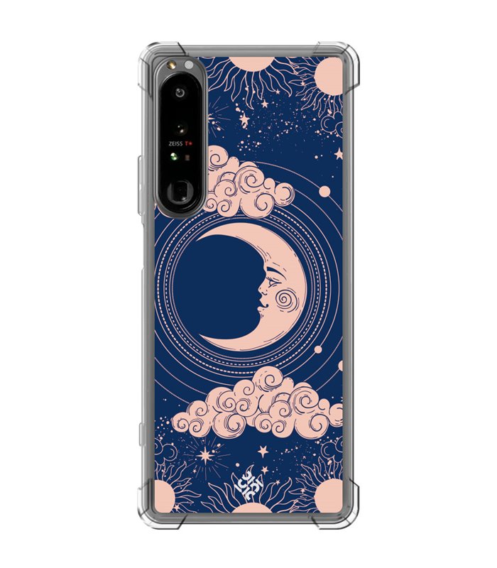 Funda Antigolpe [ Sony Xperia 1 IV ] Dibujo Esotérico [ Luna Creciente - Dibujo Místico Astrologico ] Esquina Reforzada 1.5