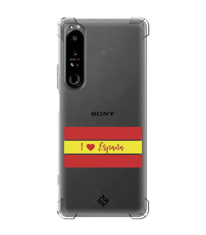 Funda Antigolpe [ Sony Xperia 1 IV ] Dibujo Auténtico [ I Love España ] Esquina Reforzada Silicona 1.5mm Transparente