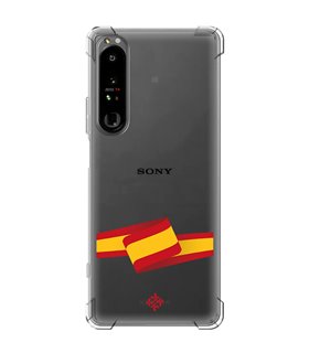 Funda Antigolpe [ Sony Xperia 1 IV ] Dibujo Auténtico [ Bandera España ] Esquina Reforzada Silicona 1.5mm Transparente