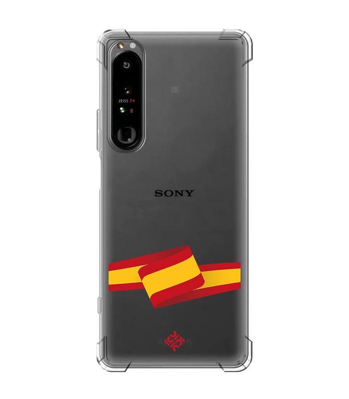 Funda Antigolpe [ Sony Xperia 1 IV ] Dibujo Auténtico [ Bandera España ] Esquina Reforzada Silicona 1.5mm Transparente