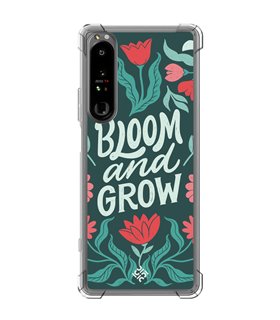 Funda Antigolpe [ Sony Xperia 1 IV ] Dibujo Frases Guays [ Flores Bloom and Grow ] Esquina Reforzada Silicona 1.5mm
