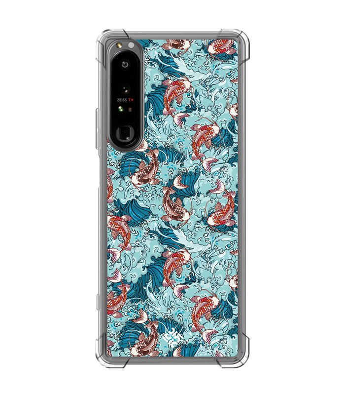 Funda Antigolpe [ Sony Xperia 1 IV ] Dibujo Japones [ Peces Koi ] Esquina Reforzada Silicona 1.5mm Transparente