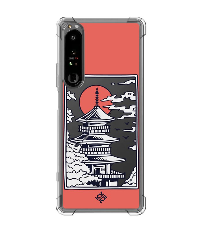 Funda Antigolpe [ Sony Xperia 1 IV ] Dibujo Japones [ Pagoda con Fondo Transparente Japonesa ] Esquina Reforzada 1.5mm