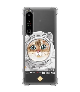 Funda Antigolpe [ Sony Xperia 1 IV ] Dibujo Mascotas [ Gato Astronauta - Take Me To The Moon ] Esquina Reforzada 1.5mm