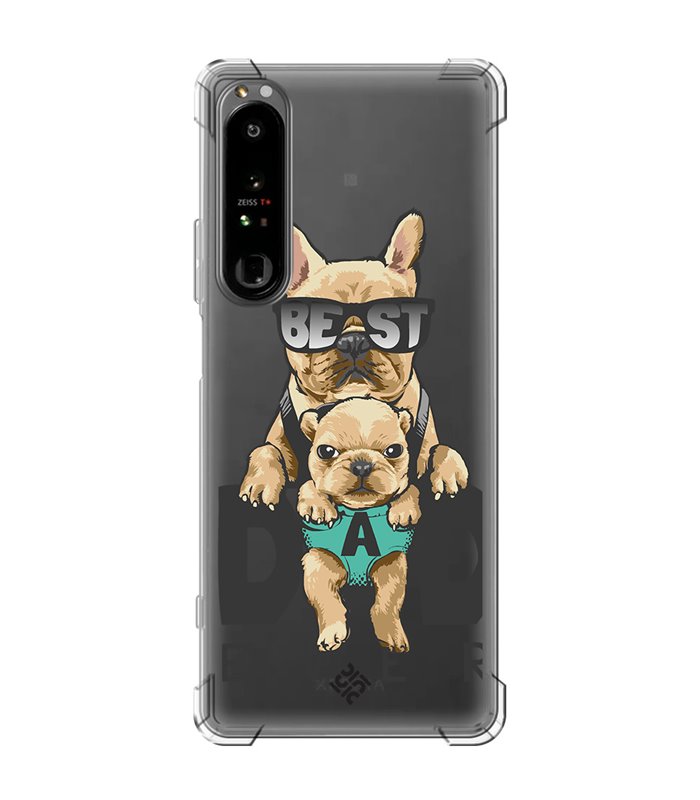 Funda Antigolpe [ Sony Xperia 1 IV ] Dibujo Mascotas [ Perro Bulldog - Best Dad Ever ] Esquina Reforzada Silicona