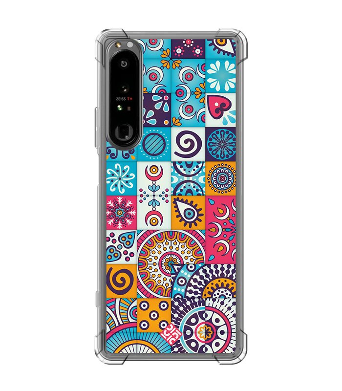 Funda Antigolpe [ Sony Xperia 1 IV ] Dibujo Auténtico [ Collage Mosaico Mandala ] Esquina Reforzada Silicona 1.5mm