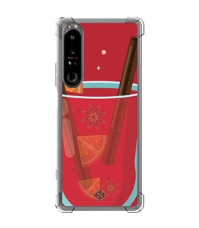 Funda Antigolpe [ Sony Xperia 1 IV ] Dibujo Auténtico [ Vino Caliente ] Esquina Reforzada Silicona 1.5mm Transparente