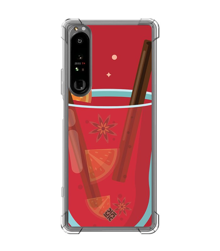 Funda Antigolpe [ Sony Xperia 1 IV ] Dibujo Auténtico [ Vino Caliente ] Esquina Reforzada Silicona 1.5mm Transparente