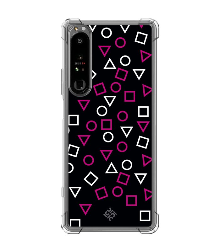 Funda Antigolpe [ Sony Xperia 1 IV ] Squid Game [Símbolos Mix] Esquina Reforzada Silicona 1.5mm Transparente