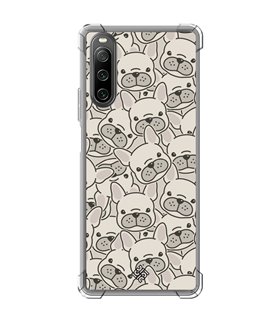 Funda Antigolpe [ Sony Xperia 10 IV ] Dibujo Cute [ Pegatinas Perrito Bulldog Frances ] Esquina Reforzada Silicona 1.5mm