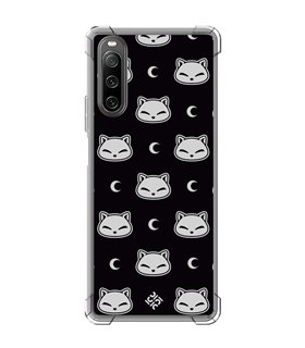 Funda Antigolpe [ Sony Xperia 10 IV ] Dibujo Cute [ Gato Negro Lunar ] Esquina Reforzada Silicona 1.5mm Transparente