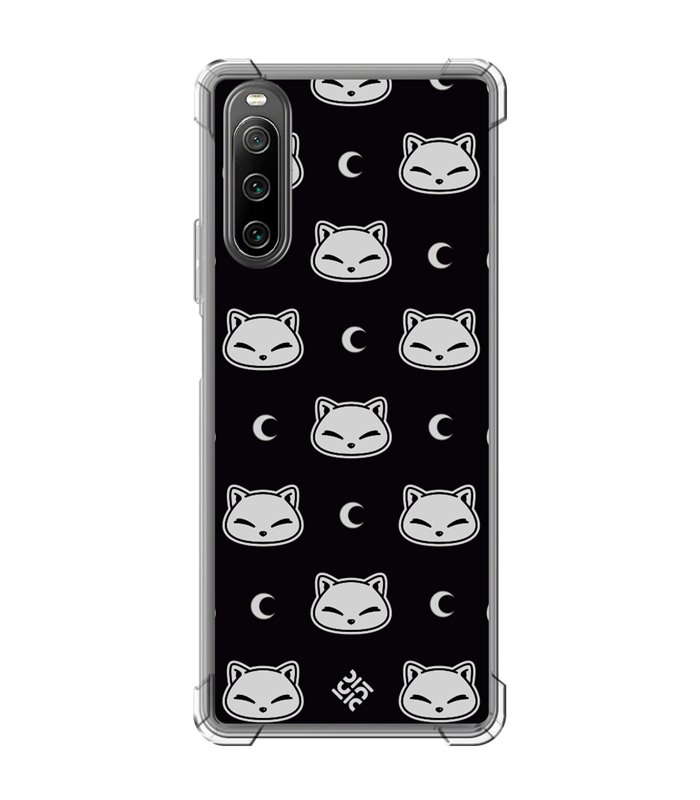 Funda Antigolpe [ Sony Xperia 10 IV ] Dibujo Cute [ Gato Negro Lunar ] Esquina Reforzada Silicona 1.5mm Transparente