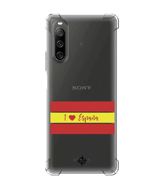 Funda Antigolpe [ Sony Xperia 10 IV ] Dibujo Auténtico [ I Love España ] Esquina Reforzada Silicona 1.5mm Transparente