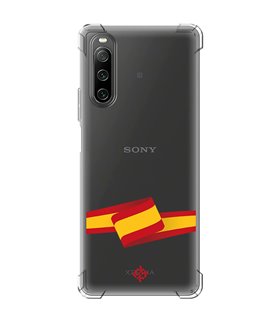 Funda Antigolpe [ Sony Xperia 10 IV ] Dibujo Auténtico [ Bandera España ] Esquina Reforzada Silicona 1.5mm Transparente