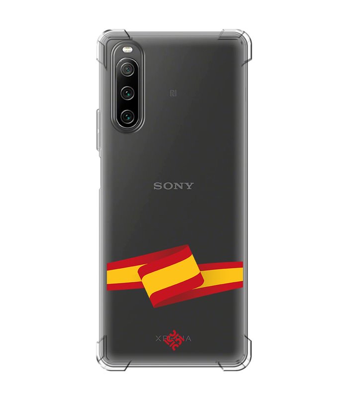 Funda Antigolpe [ Sony Xperia 10 IV ] Dibujo Auténtico [ Bandera España ] Esquina Reforzada Silicona 1.5mm Transparente