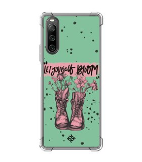 Funda Antigolpe [ Sony Xperia 10 IV ] Dibujo Frases Guays [ Botas Let Yourself Bloom ] Esquina Reforzada Silicona