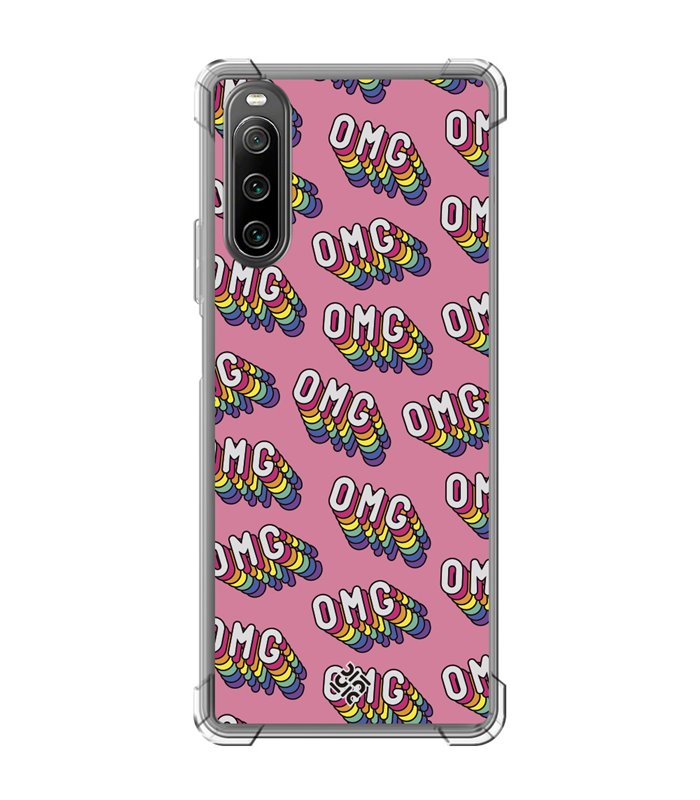 Funda Antigolpe [ Sony Xperia 10 IV ] Dibujo Frases Guays [ OMG ] Esquina Reforzada Silicona 1.5mm Transparente