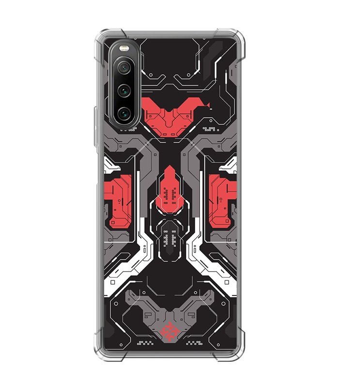 Funda Antigolpe [ Sony Xperia 10 IV ] Dibujo Gamers [ Cyberpunk Rojo y Grises ] Esquina Reforzada Silicona 1.5mm