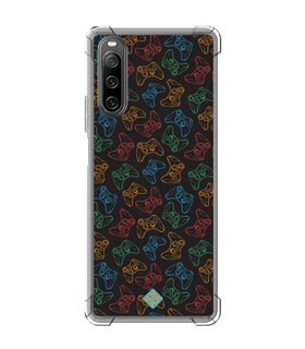 Funda Antigolpe [ Sony Xperia 10 IV ] Dibujo Gamers [ Mandos Xbox ] Esquina Reforzada Silicona 1.5mm Transparente