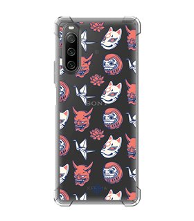 Funda Antigolpe [ Sony Xperia 10 IV ] Dibujo Japones [ Daruma, Máscara Kitsune y Hannya Japon ] Esquina Reforzada 1.5mm