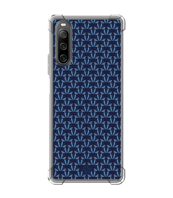 Funda Antigolpe [ Sony Xperia 10 IV ] Dibujo Japones [ Patron Abstracto Loto Azul ] Esquina Reforzada Silicona 1.5mm