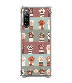 Funda Antigolpe [ Sony Xperia 10 IV ] Dibujo Mascotas [ Zarpas de Gatos ] Esquina Reforzada Silicona 1.5mm Transparente