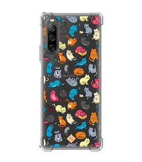 Funda Antigolpe [ Sony Xperia 10 IV ] Dibujo Mascotas [ Gatos de Varios Colores ] Esquina Reforzada Silicona 1.5mm