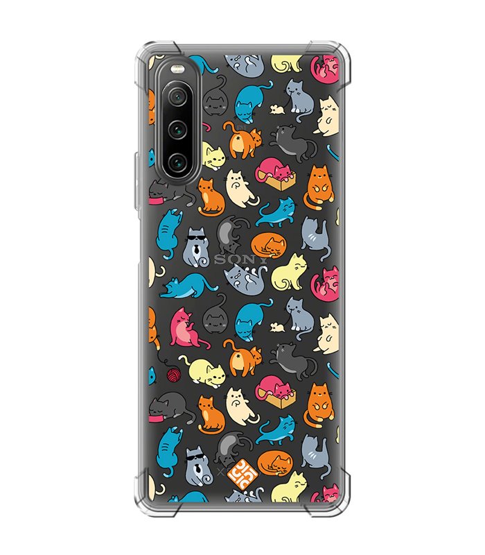 Funda Antigolpe [ Sony Xperia 10 IV ] Dibujo Mascotas [ Gatos de Varios Colores ] Esquina Reforzada Silicona 1.5mm