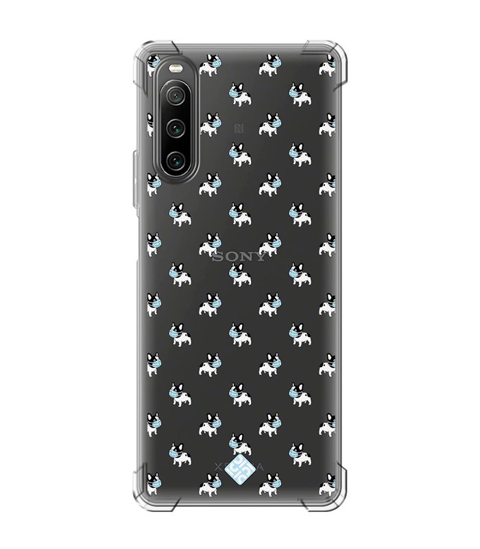 Funda Antigolpe [ Sony Xperia 10 IV ] Dibujo Mascotas [ Bulldog Frances con Mascarilla ] Esquina Reforzada Silicona 1.5mm 