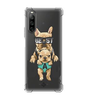 Funda Antigolpe [ Sony Xperia 10 IV ] Dibujo Mascotas [ Perro Bulldog - Best Dad Ever ] Esquina Reforzada Silicona