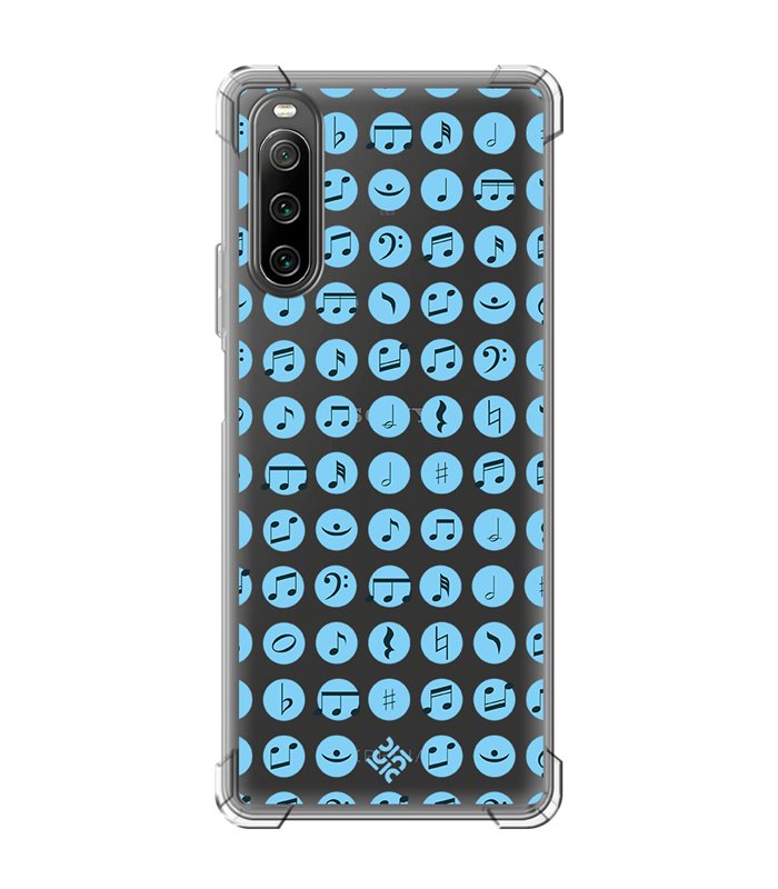 Funda Antigolpe [ Sony Xperia 10 IV ] Diseño Música [ Notas Musicales ] Esquina Reforzada Silicona 1.5mm Transparente