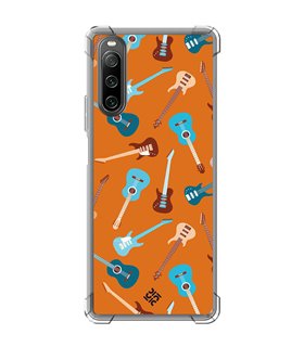 Funda Antigolpe [ Sony Xperia 10 IV ] Diseño Música [ Tipos de Guitarra ] Esquina Reforzada Silicona 1.5mm Transparente