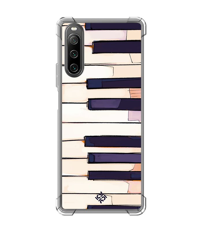 Funda Antigolpe [ Sony Xperia 10 IV ] Diseño Música [ Teclas de Piano ] Esquina Reforzada Silicona 1.5mm Transparente