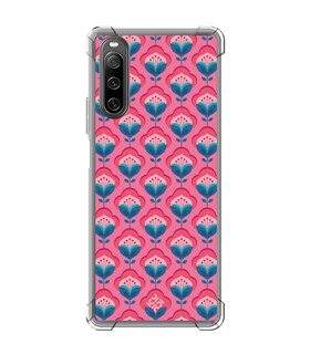 Funda Antigolpe [ Sony Xperia 10 IV ] Dibujos Retro [ Algodones Rosa - Caleidoscopio ] Esquina Reforzada Silicona