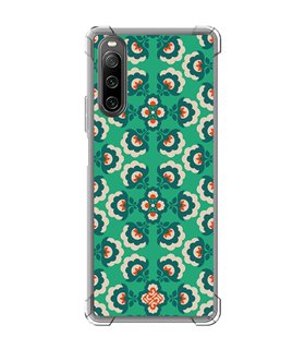 Funda Antigolpe [ Sony Xperia 10 IV ] Dibujos Retro [ Algodones Verdes - Caleidoscopio ] Esquina Reforzada Silicona