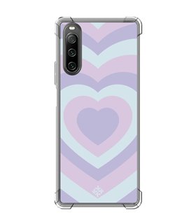 Funda Antigolpe [ Sony Xperia 10 IV ] Dibujo Tendencias [ Corazones Superpuestos Tonos Pastel ] Esquina Reforzada 1.5mm