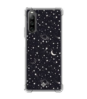 Funda Antigolpe [ Sony Xperia 10 IV ] Dibujo Tendencias [ Fondo Estrellado con Planetas ] Esquina Reforzada Silicona 1.5mm