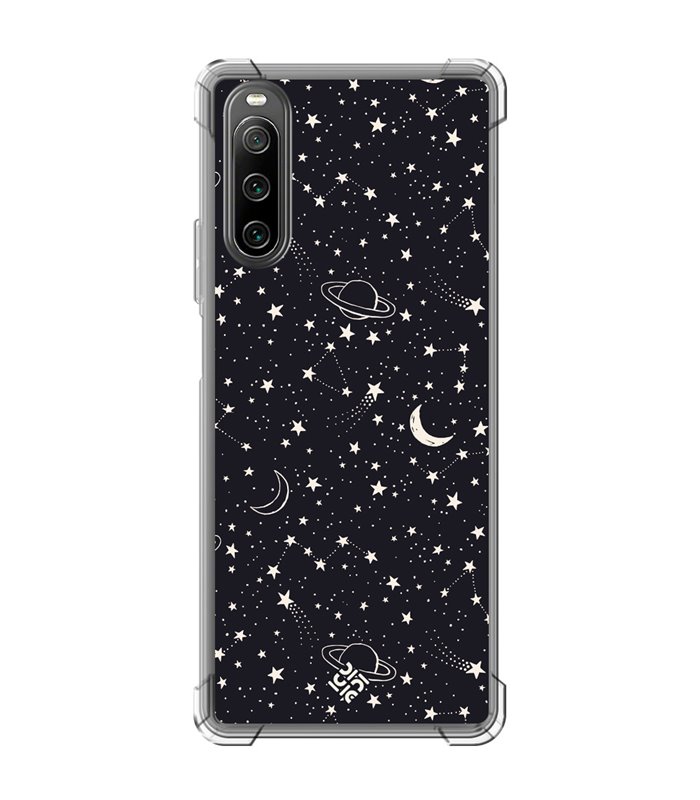 Funda Antigolpe [ Sony Xperia 10 IV ] Dibujo Tendencias [ Fondo Estrellado con Planetas ] Esquina Reforzada Silicona 1.5mm