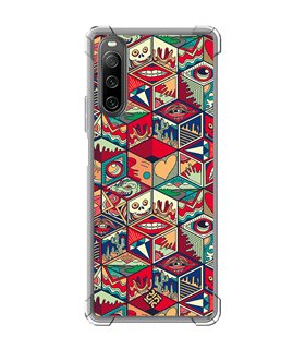 Funda Antigolpe [ Sony Xperia 10 IV ] Dibujo Auténtico [ Diseño Doodle Arte con Elementos Ornamentales ] Esquina Reforzada