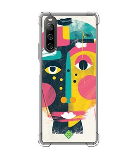 Funda Antigolpe [ Sony Xperia 10 IV ] Dibujo Auténtico [ Ilustración de Arte de Pared Abstracción de Retrato Facial ] 