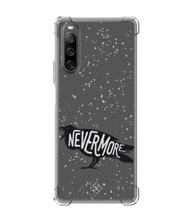 Funda Antigolpe [ Sony Xperia 10 IV ] Dibujo Auténtico [ Cuervo Never More ] Esquina Reforzada Silicona 1.5mm Transparente