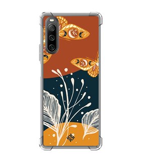 Funda Antigolpe [ Sony Xperia 10 IV ] Dibujo Auténtico [ Arte Contemporáneo - Hojas y Mariposas ] Esquina Reforzada 1.5