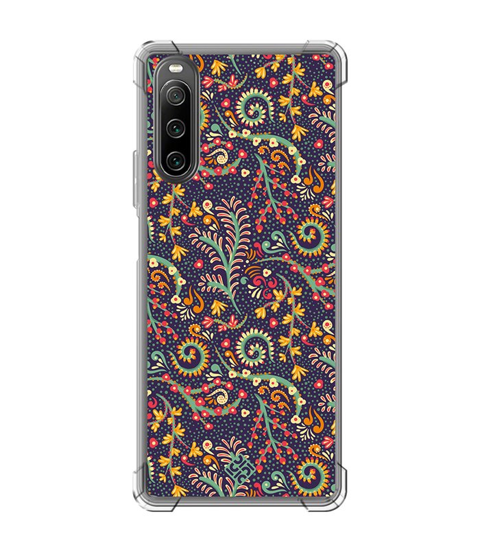 Funda Antigolpe [ Sony Xperia 10 IV ] Dibujo Auténtico [ Patrón de Platas Abstractas ] Esquina Reforzada Silicona 1.5mm