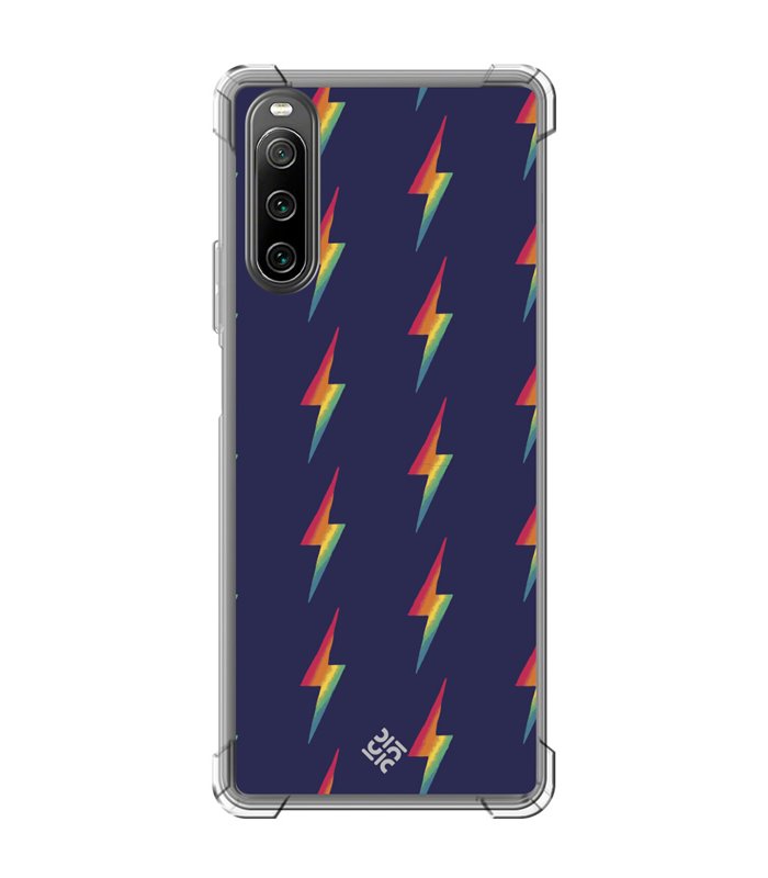 Funda Antigolpe [ Sony Xperia 10 IV ] Dibujo Auténtico [ Rayos de Colores ] Esquina Reforzada Silicona 1.5mm Transparente