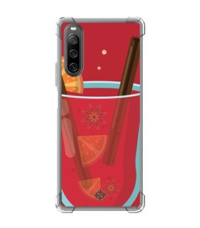 Funda Antigolpe [ Sony Xperia 10 IV ] Dibujo Auténtico [ Vino Caliente ] Esquina Reforzada Silicona 1.5mm Transparente