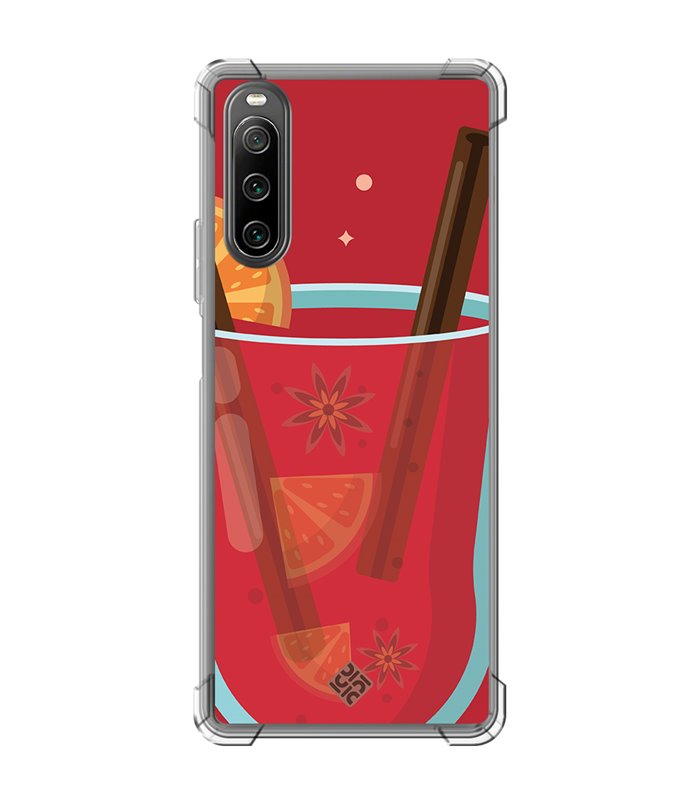 Funda Antigolpe [ Sony Xperia 10 IV ] Dibujo Auténtico [ Vino Caliente ] Esquina Reforzada Silicona 1.5mm Transparente