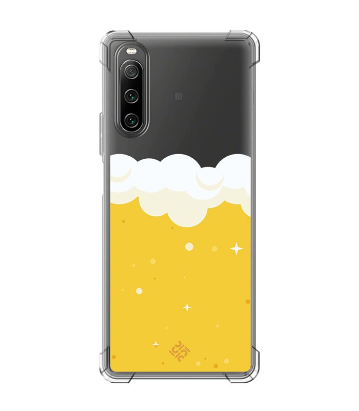 Funda Antigolpe [ Sony Xperia 10 IV ] Dibujo Auténtico [ Cerveza ] Esquina Reforzada Silicona 1.5mm Transparente